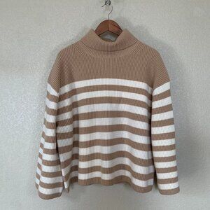 J.Crew Wool & Cashmere Relaxed Turtleneck Sweater – NWT, Almond Stripe